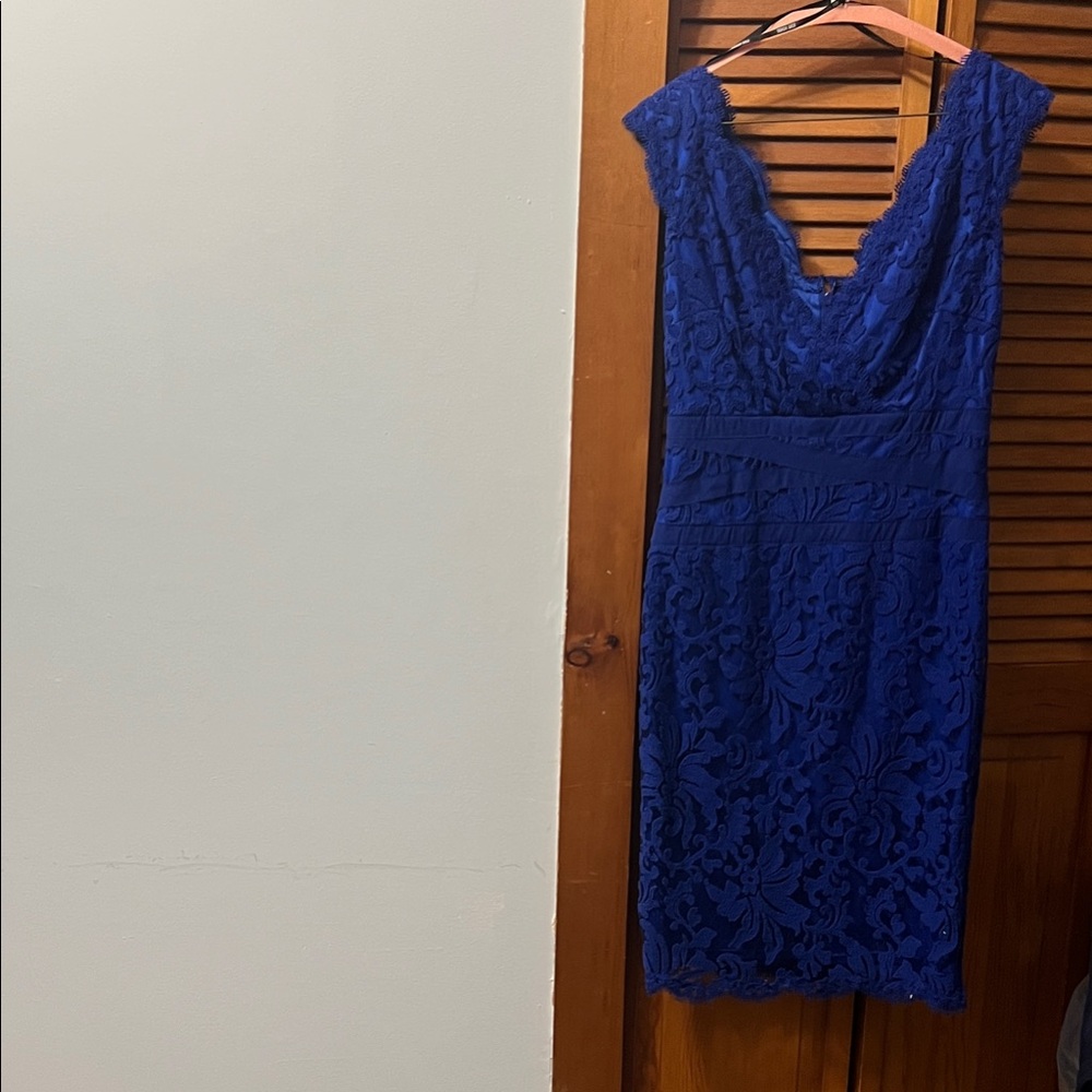 Tadashi Shoji Royal Blue Lace Midi Dress